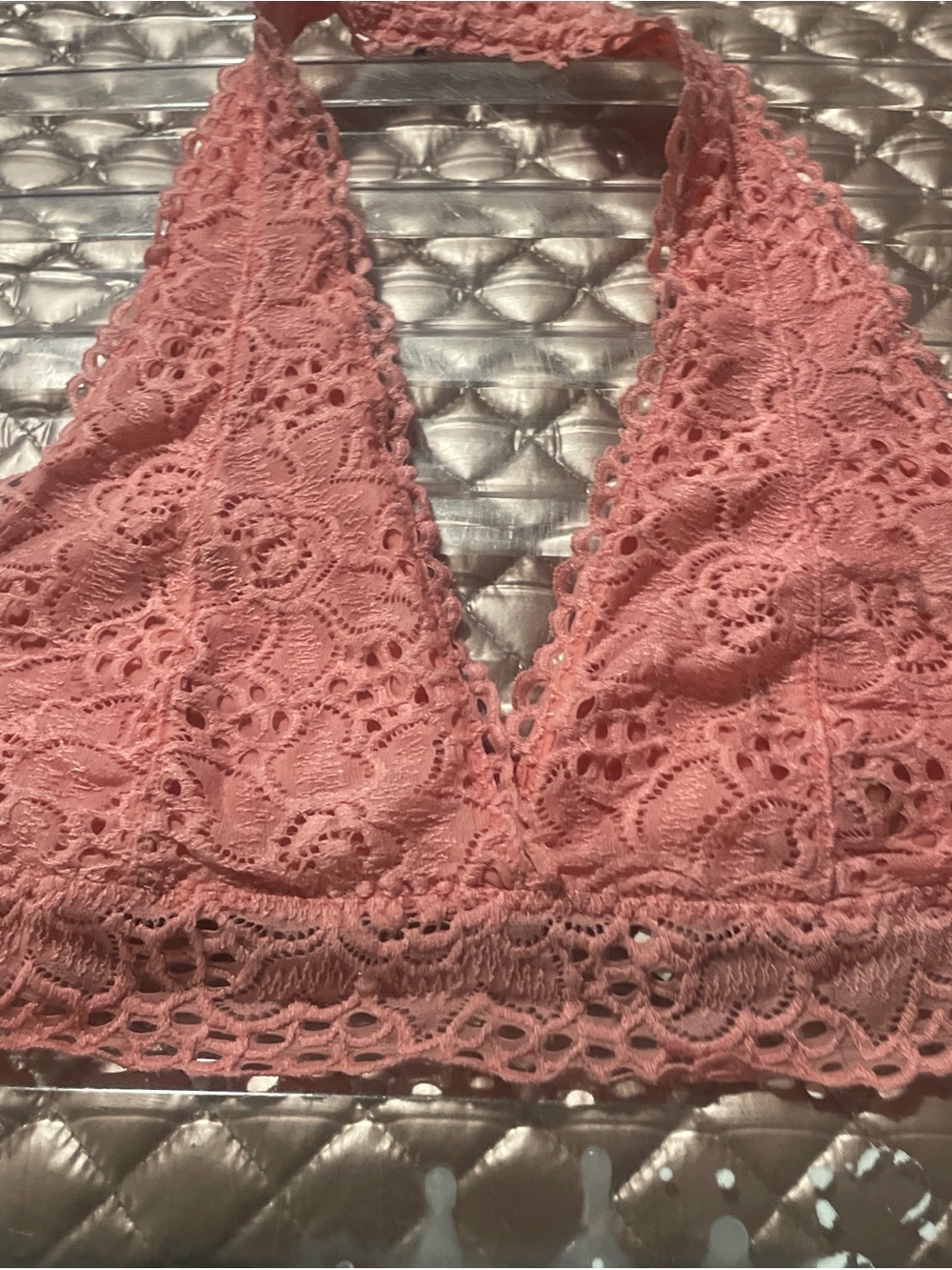 Zenana Outfitters Lace Halter Bralette in Dusty Pink
